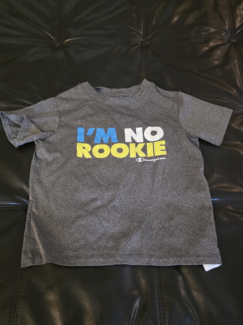 Champion Gray Kids' Graphic Tee with Blue, White & Yellow Print